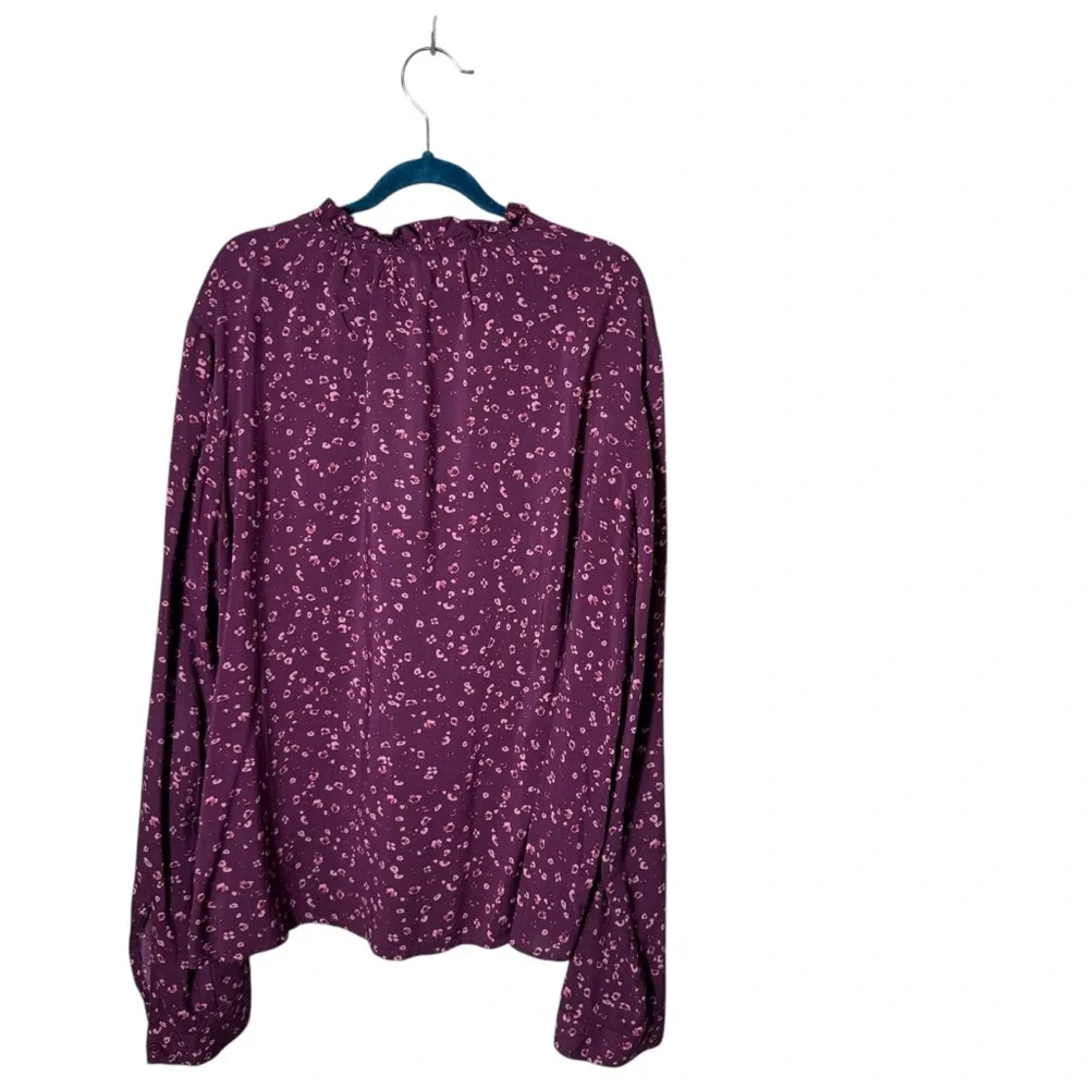 Anthropologie Cloth & Stone Jinna Floral Ruffle Blouse Purple Medium - Picture 8 of 11